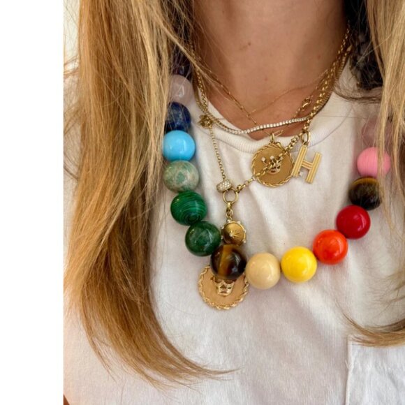 La Lumierie Prism Royale Bubblegum Beaded Necklace Original Rainbow - Picture 3 of 3